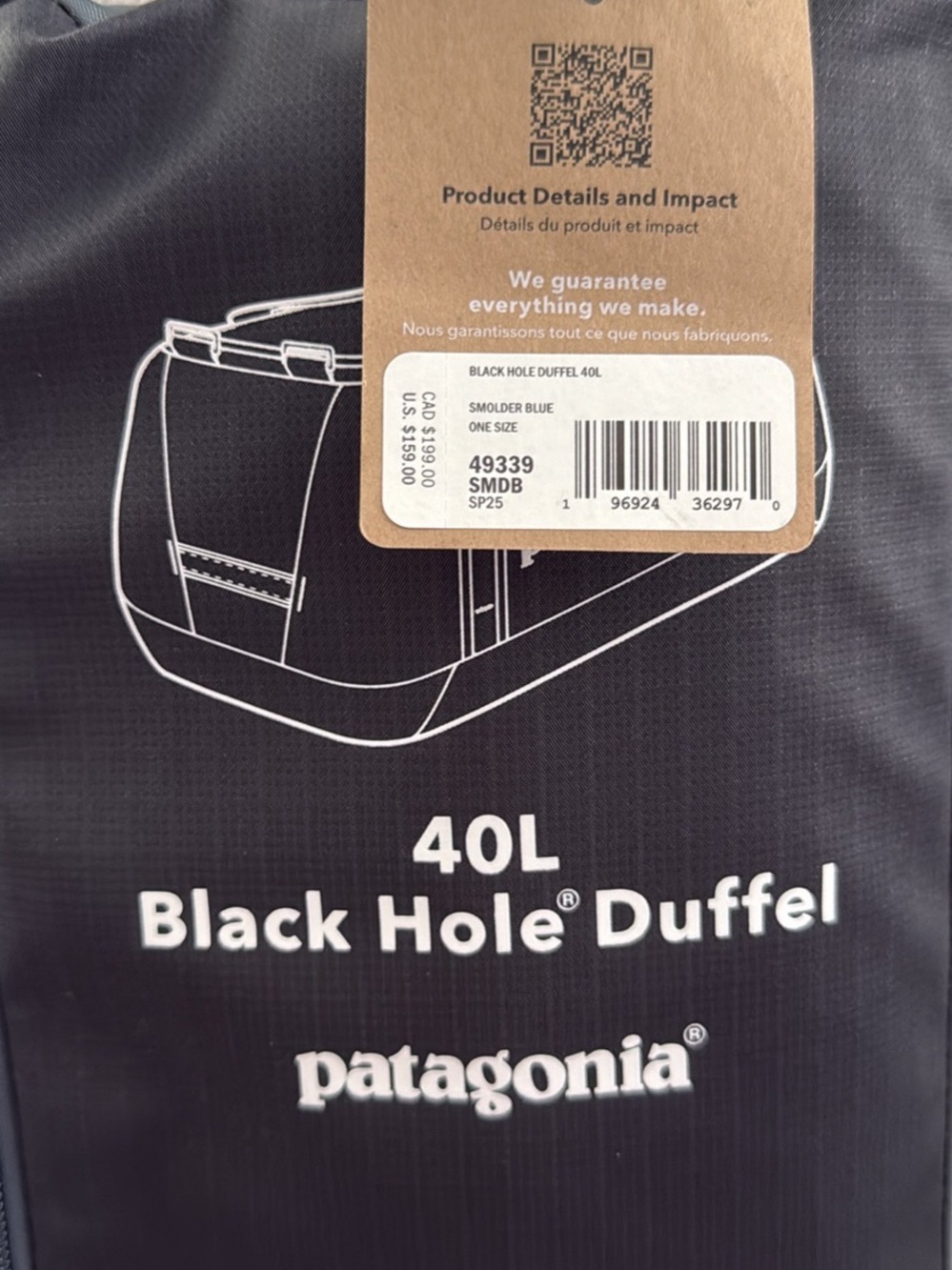 Patagonia 40L Black Duffel Bag - BRAND NEW with tags - Picture 6 of 12